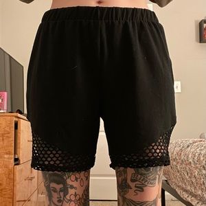 biker shorts with mesh detail
